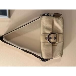 Coach SoHo Vintage Ivory Leather Shoulder Bag with Buckle Detail